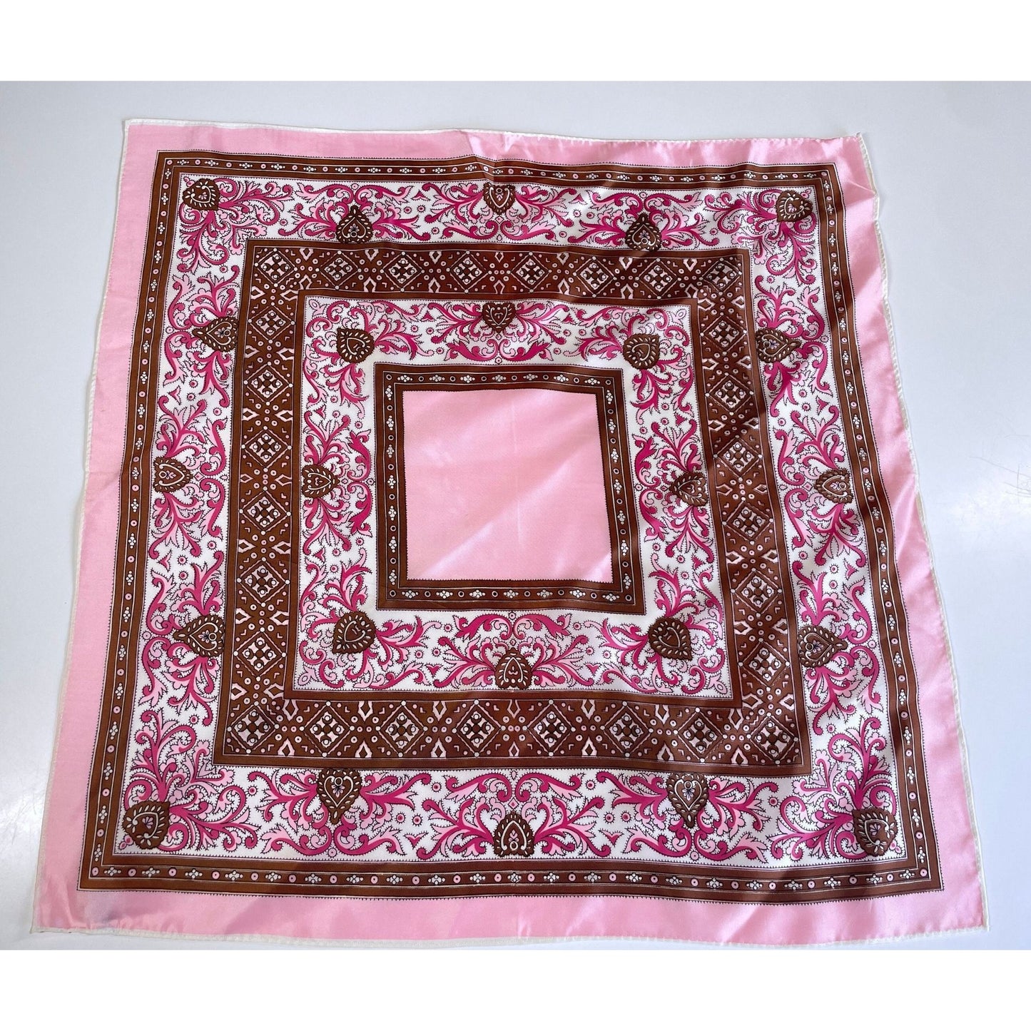 Vintage 1960s pink square scarf, Honey Original Japan