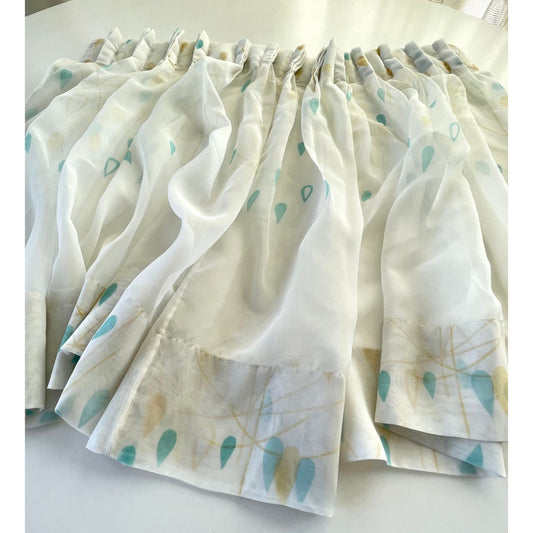 Vintage 50s kitchen curtain, teal yellow white
