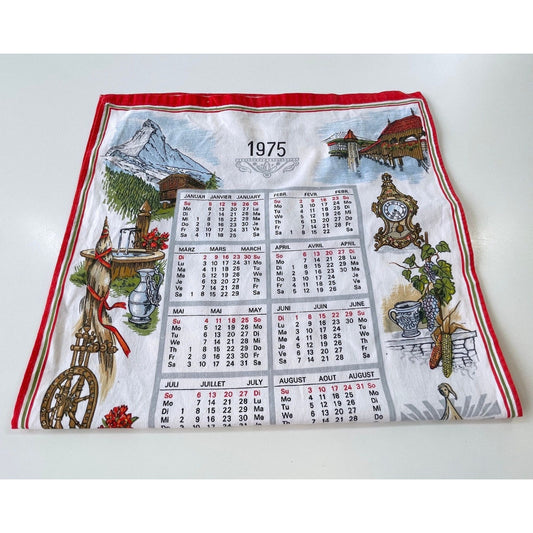 Vintage 1975 calendar tea towel