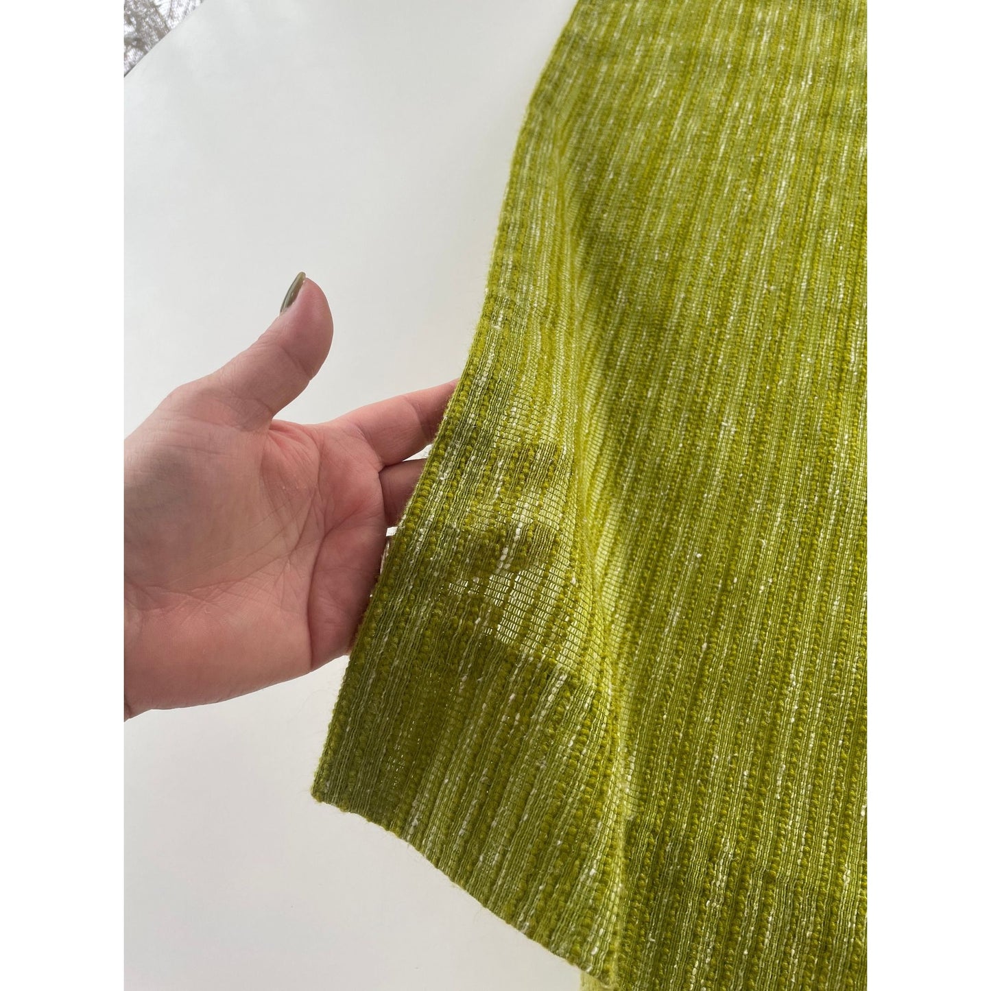 Vintage 70s net avocado green curtain