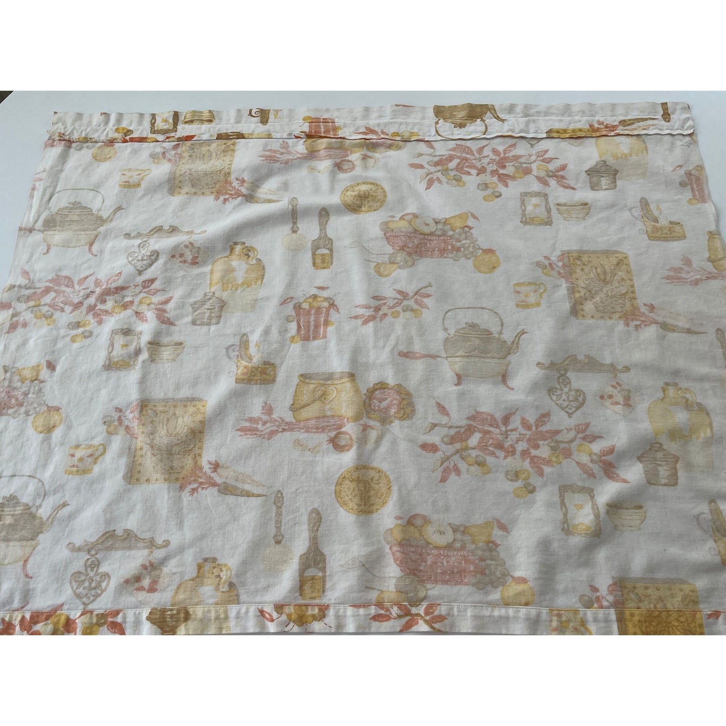 Vintage 70s curtain, orange kitchen appliances