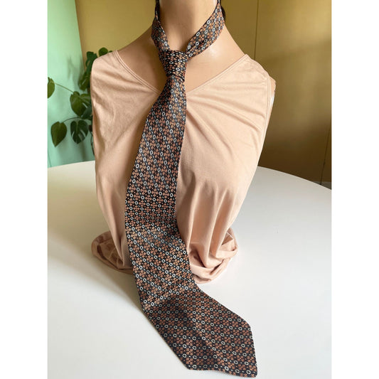 Vintage 1660s necktie, Distinctive tie by Cortney, orange, brown & navy blue