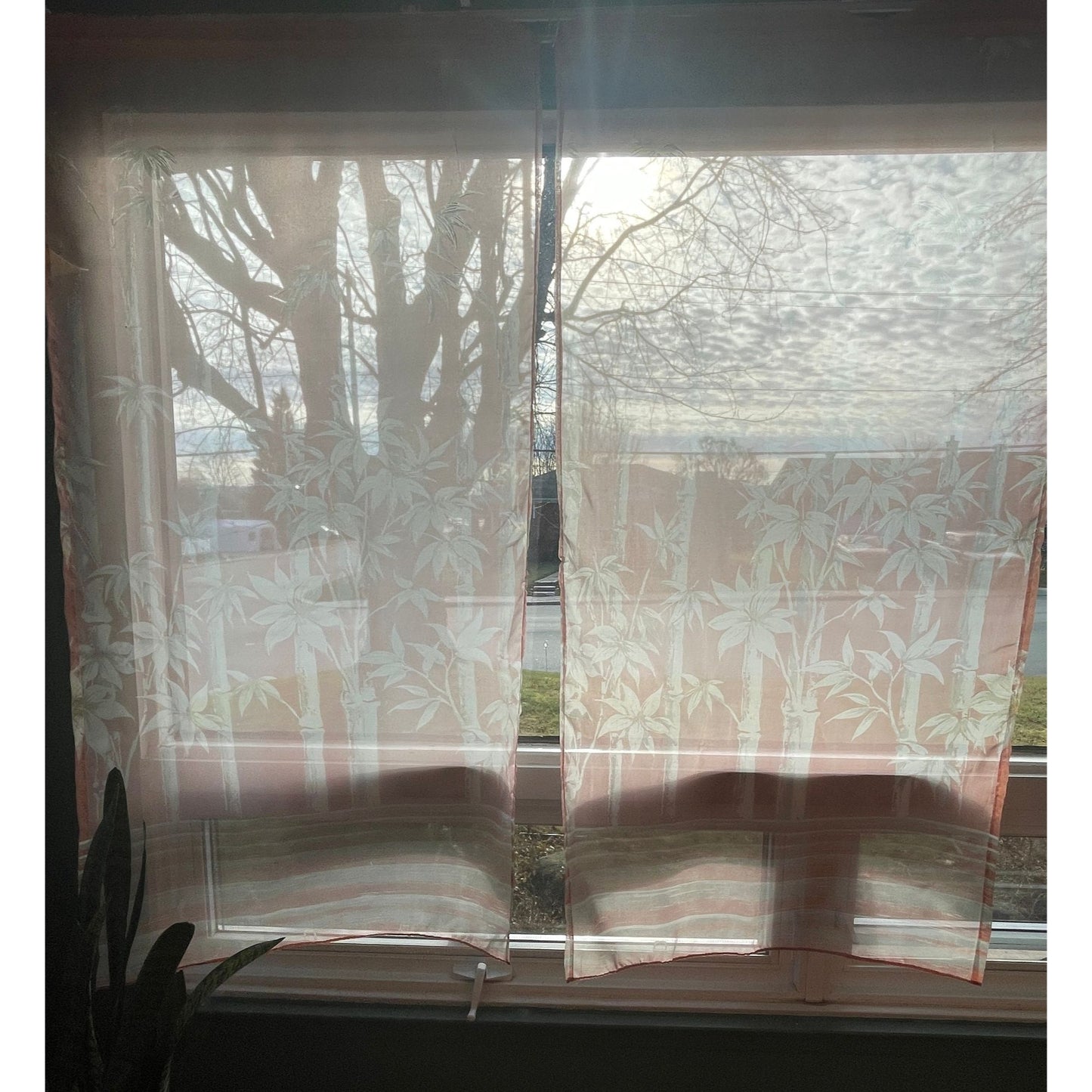 Vintage 80s curtain, bamboo pattern