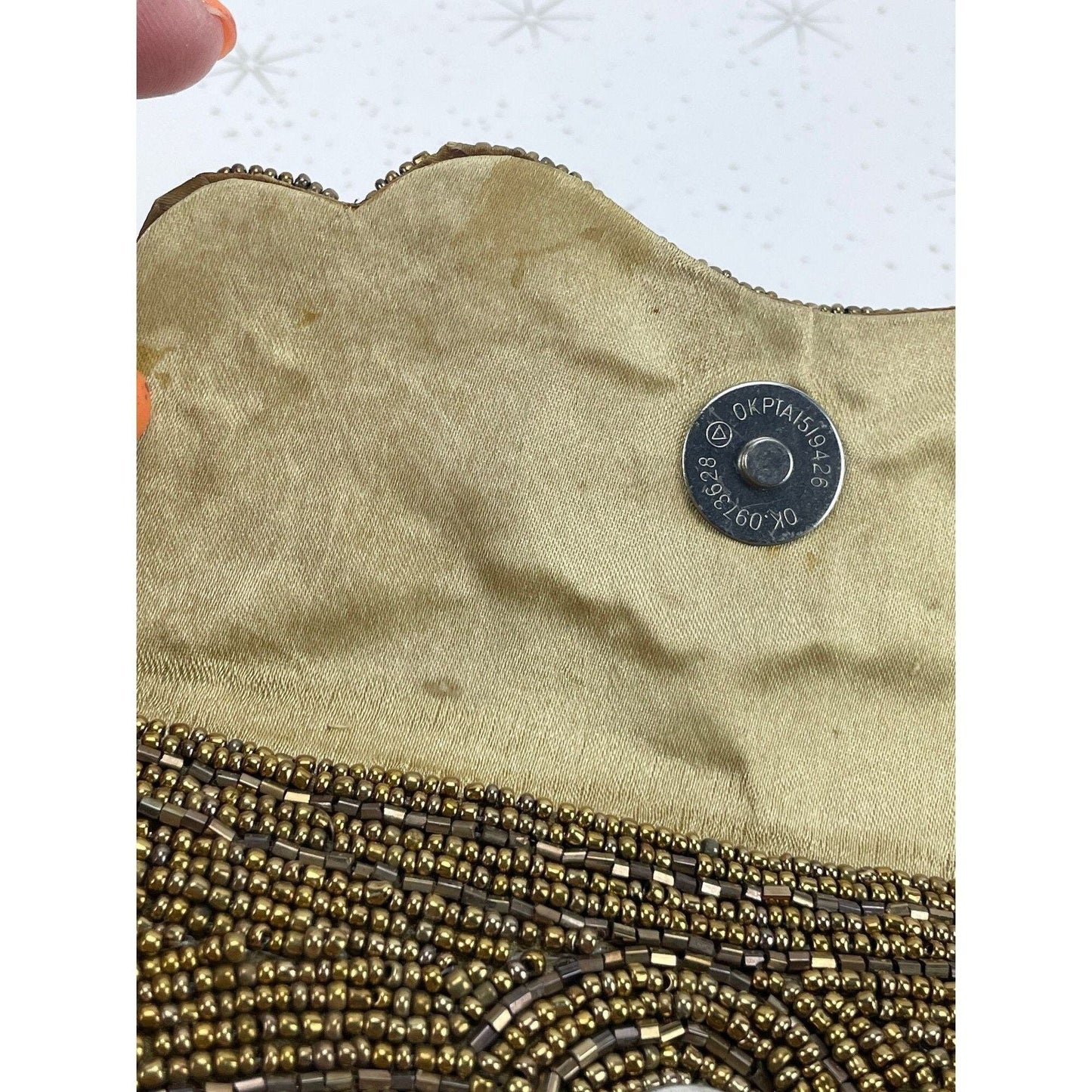 Vintage 50s bronze beaded wristlet, with turquoise accents