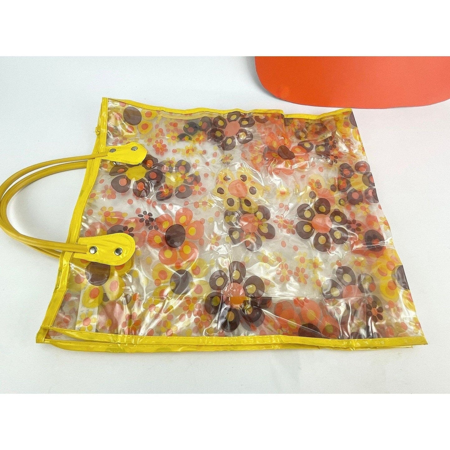 Vintage 60s plastic tote, flower power bag